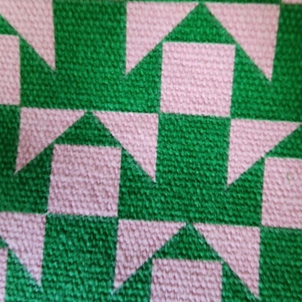 Ipsy Tassel Pouch Zippered Cosmetic Bag Geometric Green & Soft Pink Toiletries - Picture 8 of 10